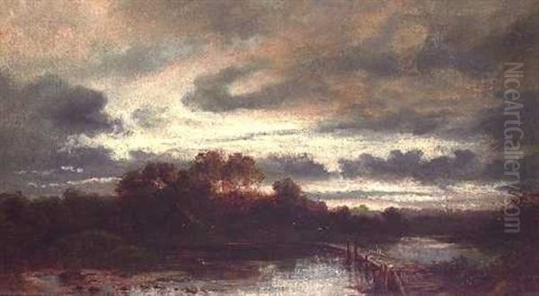 Flusslandschaft Oil Painting by Eduard Schleich the Elder