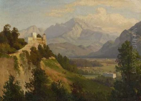 Gebirgslandschaft Oil Painting by Eduard Schleich the Elder