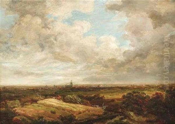 Weite Voralpenlandschaft Mit Blick Auf Eine Stadt Oil Painting by Eduard Schleich the Elder