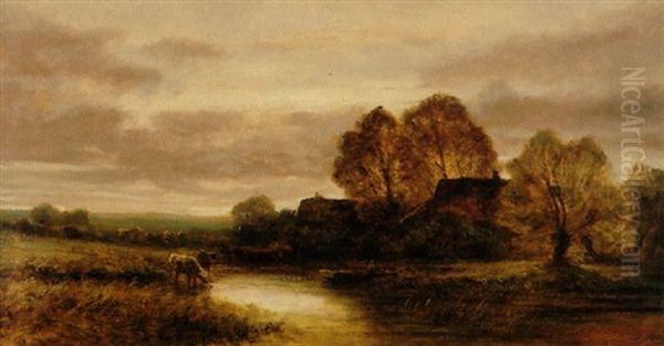 Trinkende Kuhe Im Dachauer Moos Oil Painting by Eduard Schleich the Elder