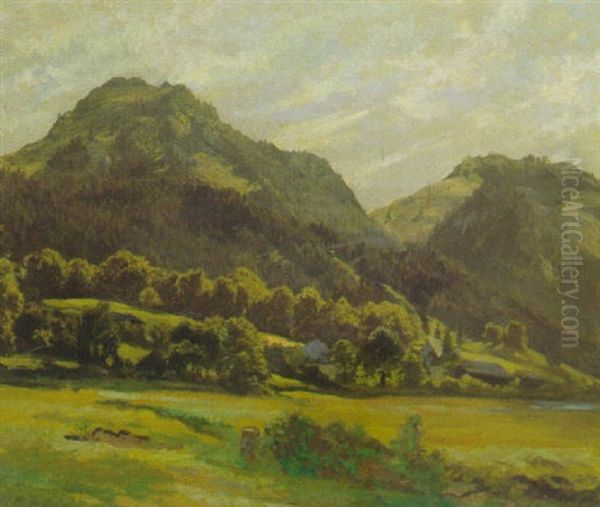 Gebirgstal Im Herbst Oil Painting by Eduard Schleich the Elder