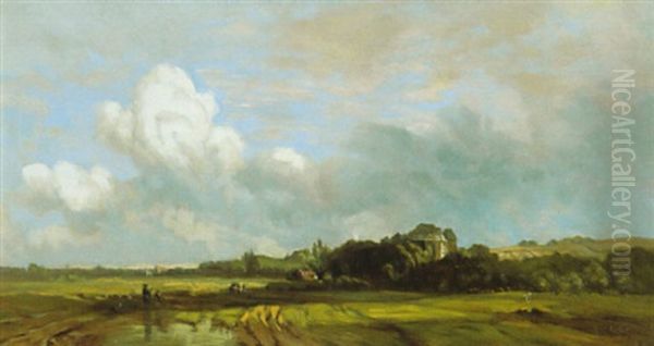 Sommerlandschaft Mit Einem Schloss Im Mittelgrund Oil Painting by Eduard Schleich the Elder