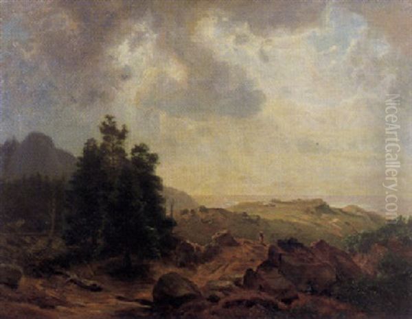 Blick Vom Herzogstand Ins Murnauer Tal Oil Painting by Eduard Schleich the Elder