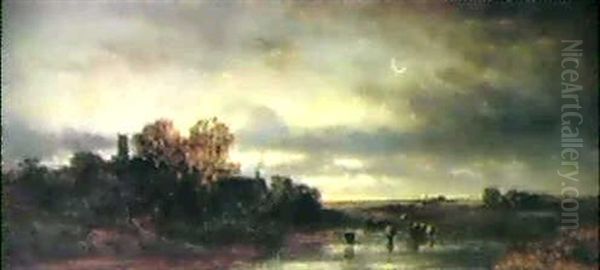 Abendstimmung Oil Painting by Eduard Schleich the Elder