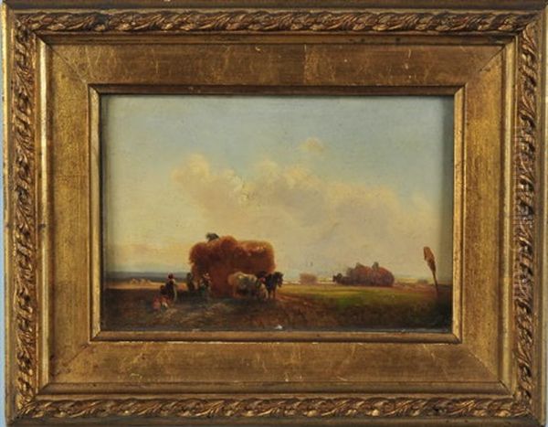 Kornernte An Einem Sonnigen Tag Oil Painting by Eduard Schleich the Younger