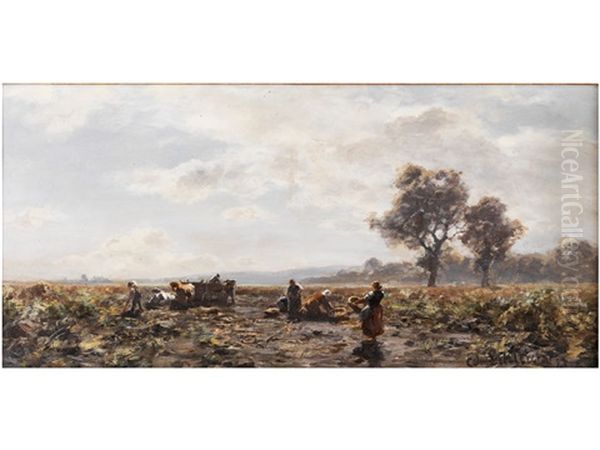 Bauern Bei Einfuhr Der Ernte Oil Painting by Eduard Schleich the Younger