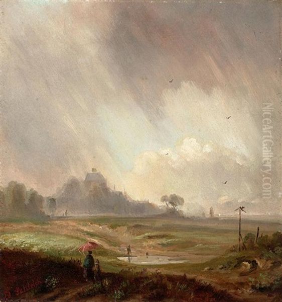 Aufziehendes Gewitter Oil Painting by Eduard Schleich the Younger