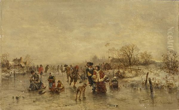 Fun On The Ice Oil Painting by Robert Schleich