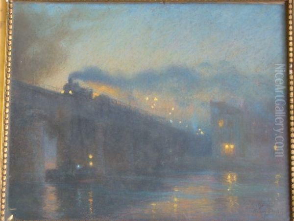 Le Train La Nuit Oil Painting by Henry Bouvet