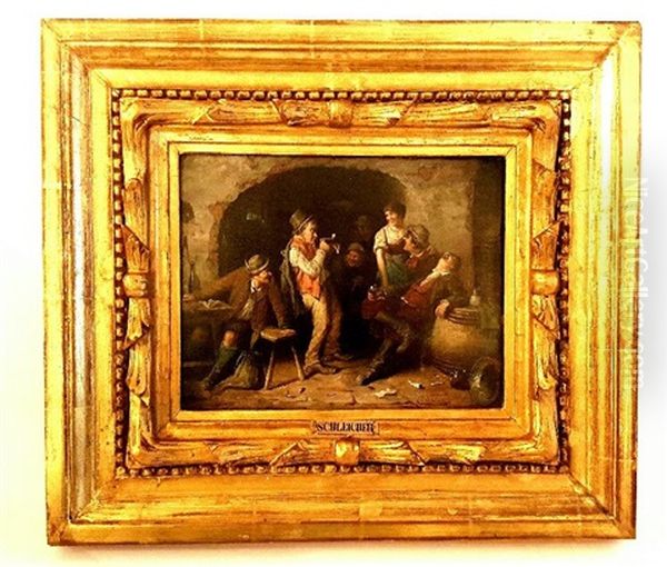 19thc Painting Carl Schleicher(austrian 1855-1871) Oil Painting by Carl Schleicher