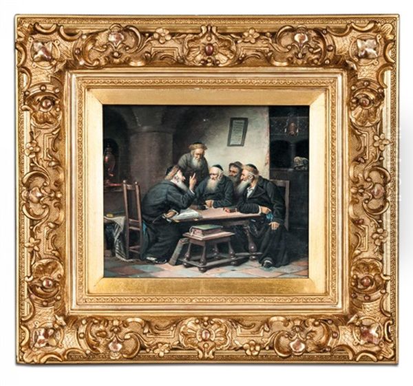 Talmud Scholars Oil Painting by Carl Schleicher