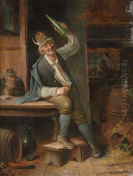 Es Lebe Der Wein Oil Painting by Carl Schleicher