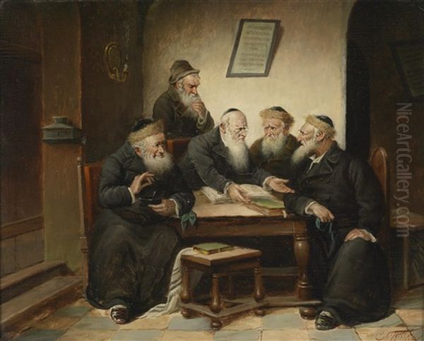 Beim Rabbi Oil Painting by Carl Schleicher