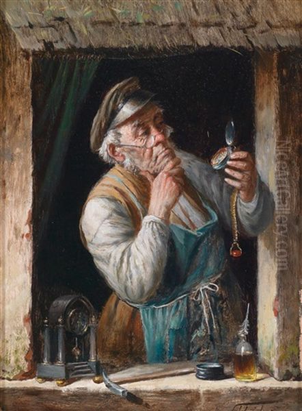 Ein Seltenes Werk Oil Painting by Carl Schleicher