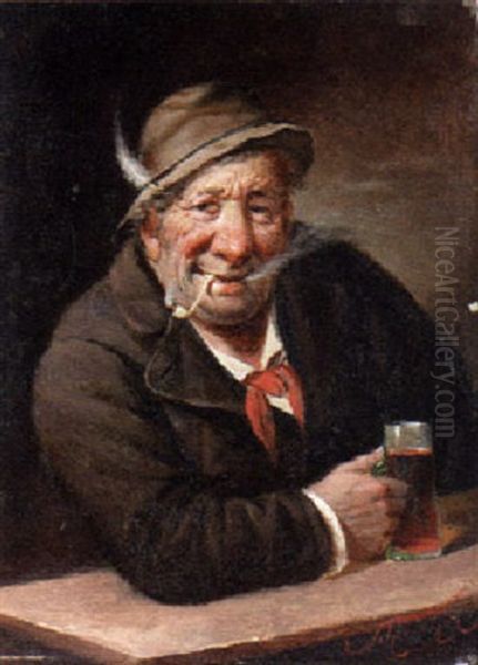 Tavern Dweller Oil Painting by Carl Schleicher