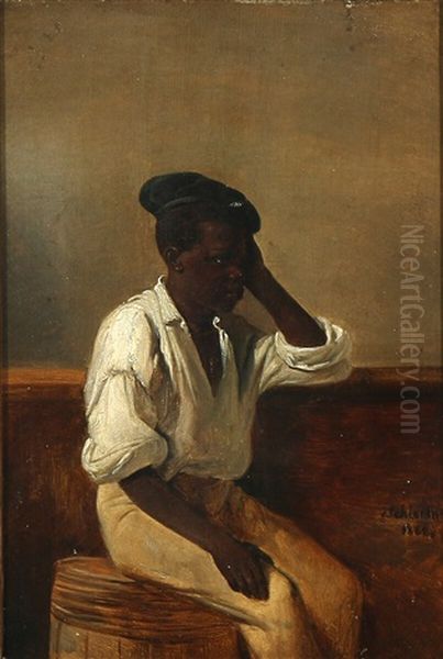 A Cabin Boy Having A Break Oil Painting by Christian Andreas Schleisner