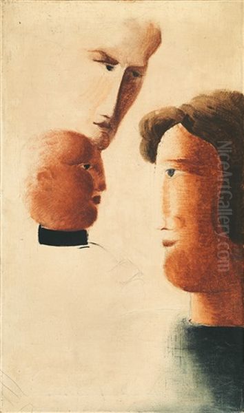 Familie Oil Painting by Oskar Schlemmer