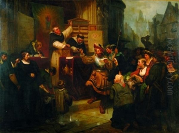 Martin Luther And The Indulgences Oil Painting by Carl Schlesinger