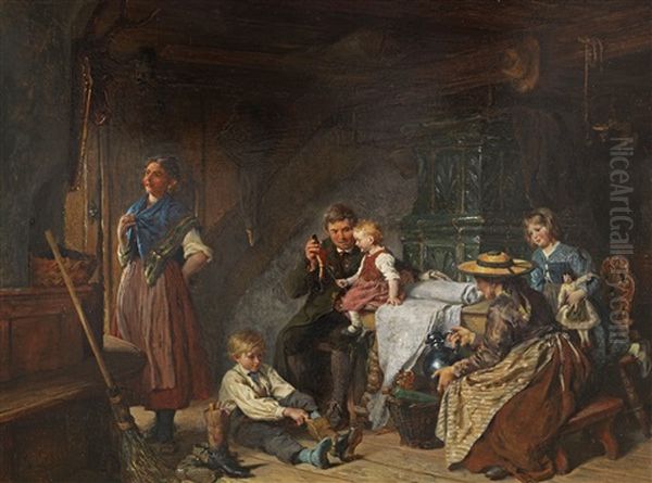 Familienszene Oil Painting by Felix Schlesinger