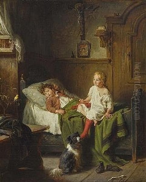 Mittagsschlafchen Oil Painting by Felix Schlesinger