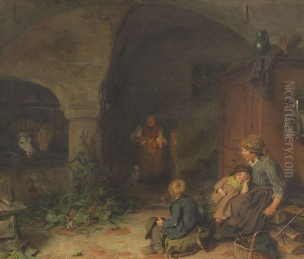 Eine Warme Mahlzeit Oil Painting by Felix Schlesinger