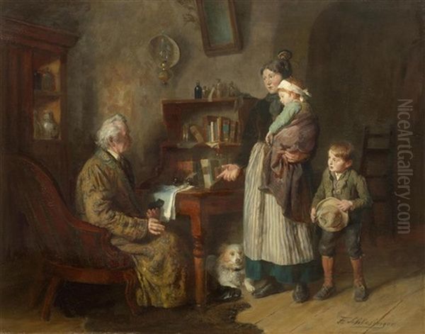 Visiting The Doctor Oil Painting by Felix Schlesinger