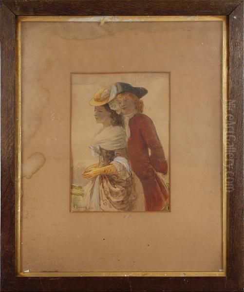 Courting Couples Oil Painting by Agnes Rose Bouvier