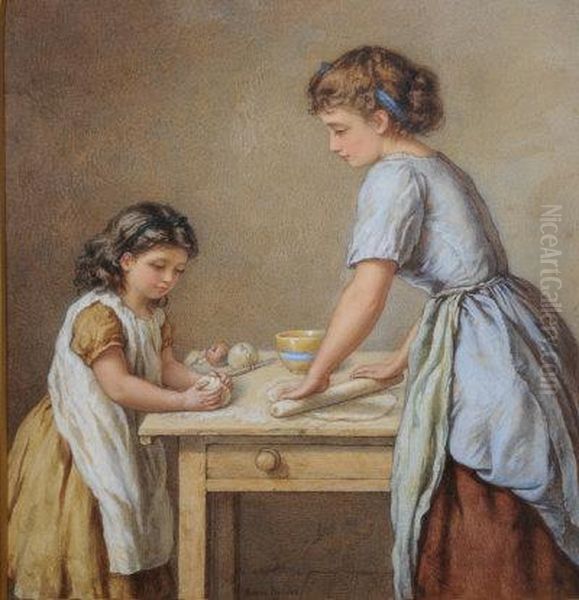 Making Dumplings. Oil Painting by Agnes Rose Bouvier