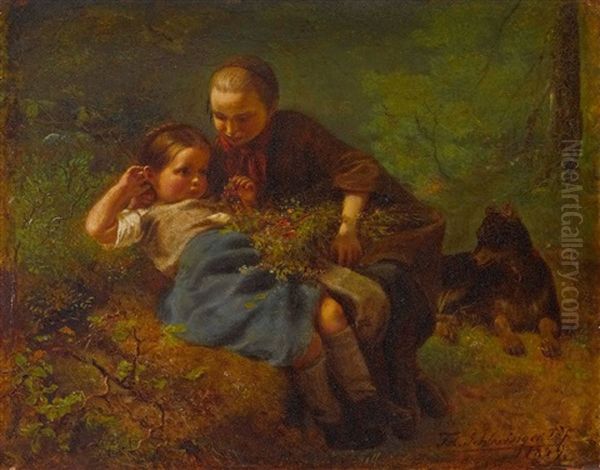 Kinder Im Walde Oil Painting by Felix Schlesinger