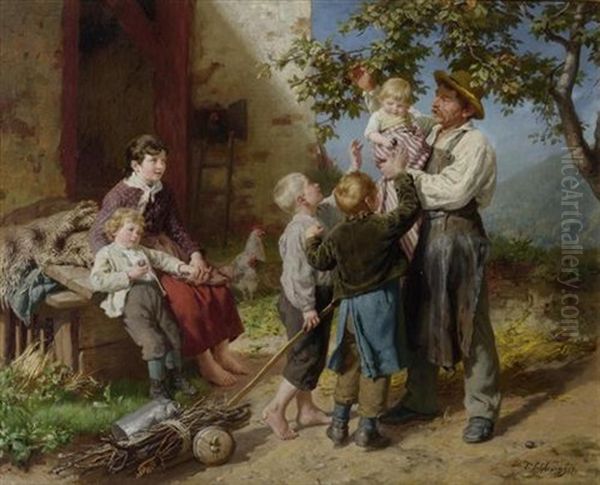 Bei Der Pflaumenernte Oil Painting by Felix Schlesinger