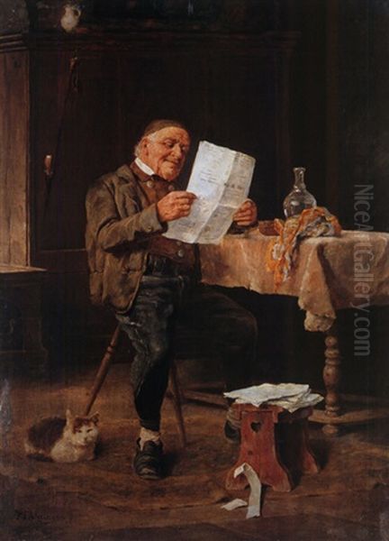 Der Zeitungsleser Oil Painting by Felix Schlesinger