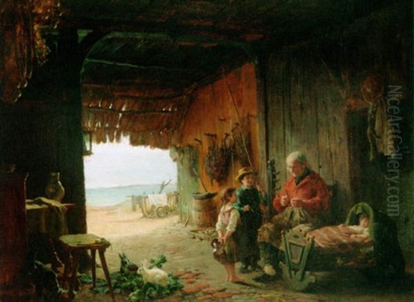 The Fisherman's Home Oil Painting by Felix Schlesinger