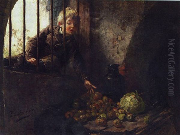 Oppportunity Makes The Thief Oil Painting by Felix Schlesinger