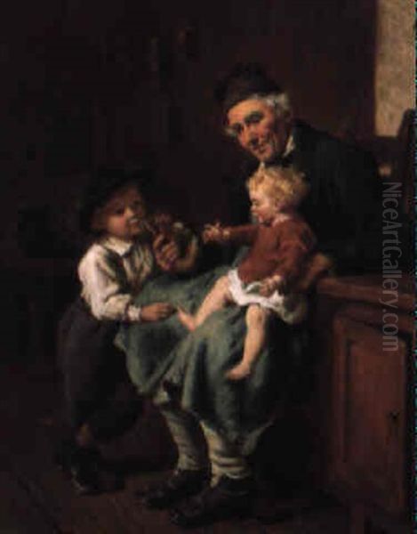 The Happy Grandfather Oil Painting by Felix Schlesinger