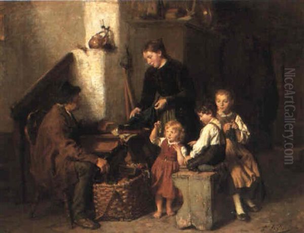 The Peddler's Ware Oil Painting by Felix Schlesinger