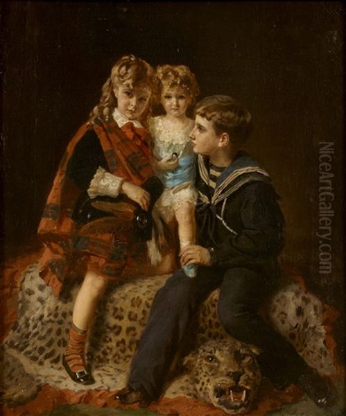 Les Enfants Oil Painting by Henry Guillaume Schlesinger