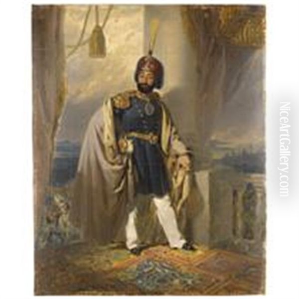 A Portrait Of The Ottoman Sultan Mahmud Ii Oil Painting by Henry Guillaume Schlesinger