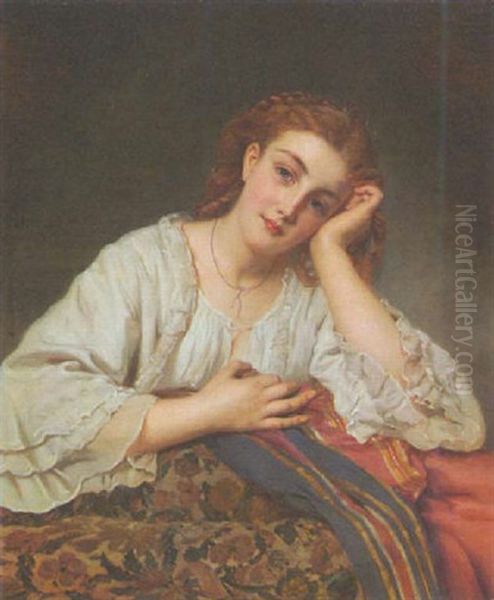 Vertraumtes Junges Madchen Oil Painting by Henry Guillaume Schlesinger