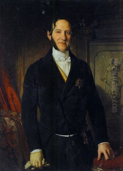 Portrat Anton Ritter Von Schmerling Im Alter Von Funfundvierzig Jahren Als Justizminister Oil Painting by Henry Guillaume Schlesinger