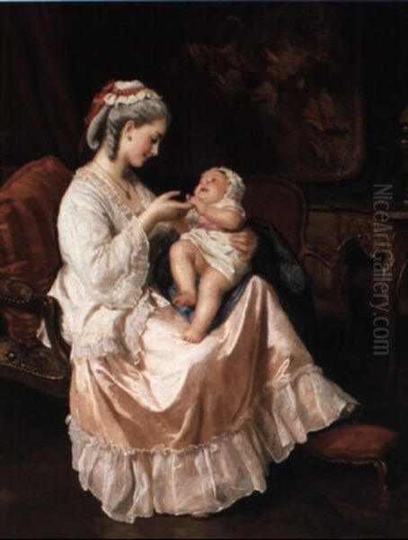 Jeune Femme Et Enfant by Henry Guillaume Schlesinger