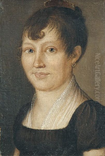 Bildnis Einer Frau Mit Goldenen Ohrringen Oil Painting by Johann Schlesinger