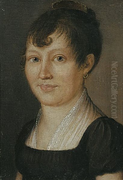 Bildnis Einer Frau Mit Goldkreolen Oil Painting by Johann Schlesinger