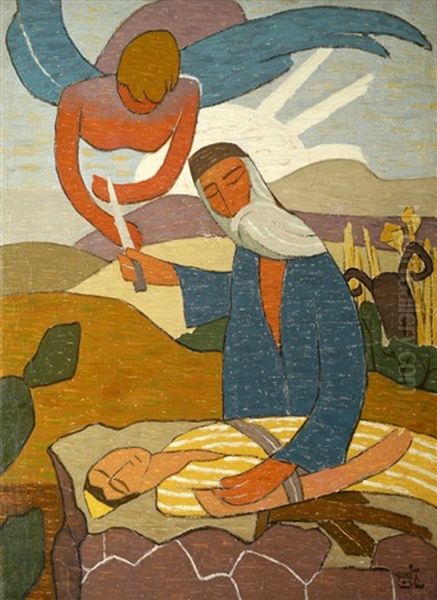 Sacrifice Of Isaac Oil Painting by Shmuel Schlesinger