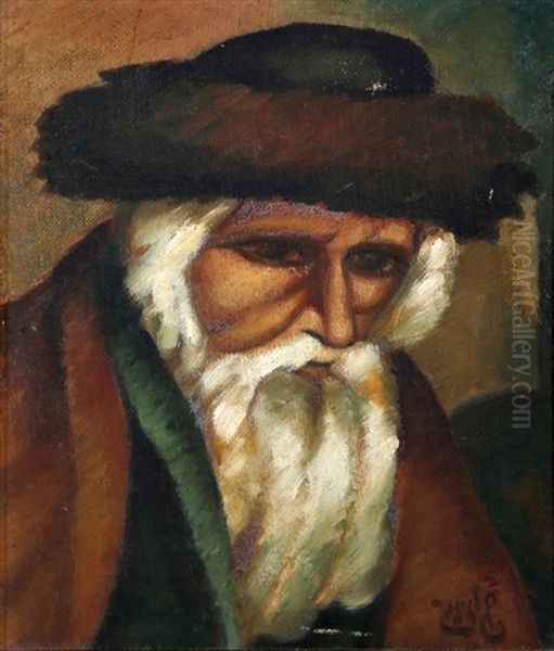 A Religious Figure Oil Painting by Shmuel Schlesinger