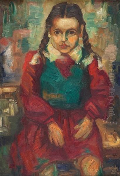 Girl Oil Painting by Shmuel Schlesinger