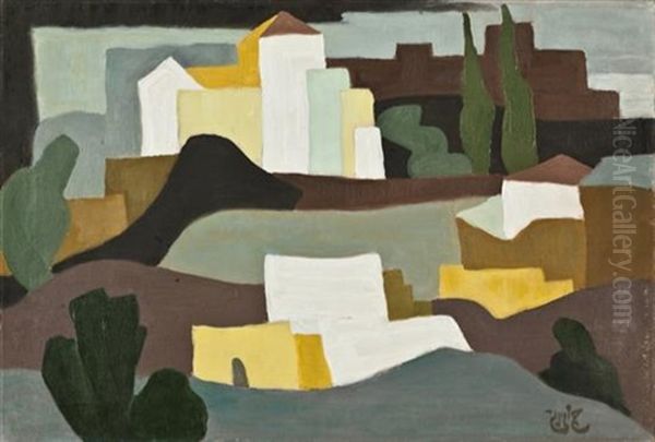 Jerusalem Landscape Oil Painting by Shmuel Schlesinger