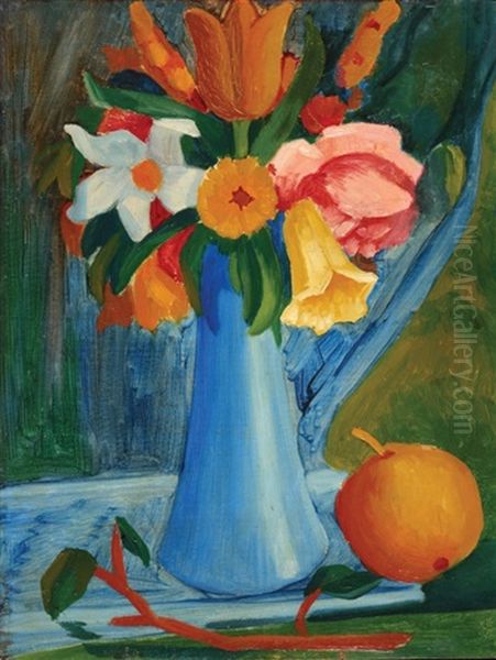 Flower Vases Oil Painting by Shmuel Schlesinger