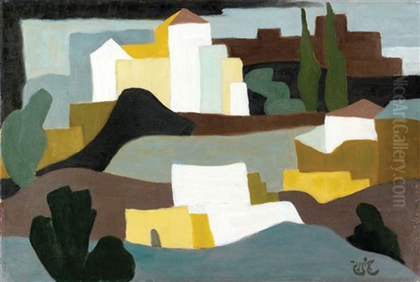 Jerusalem Landscape Oil Painting by Shmuel Schlesinger