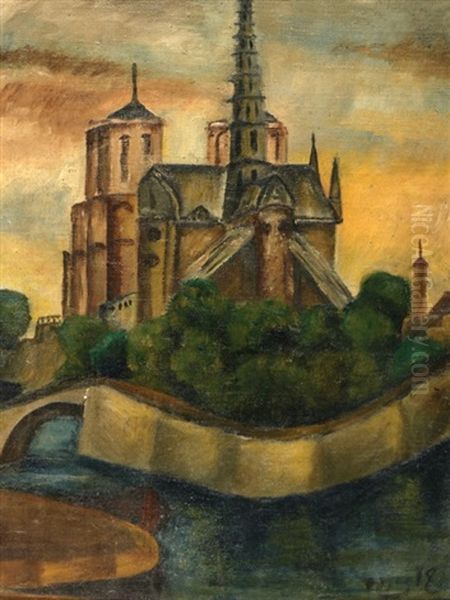 The Church Of Notre-dame Oil Painting by Shmuel Schlesinger