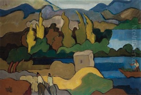 Kineret Landscape Oil Painting by Shmuel Schlesinger